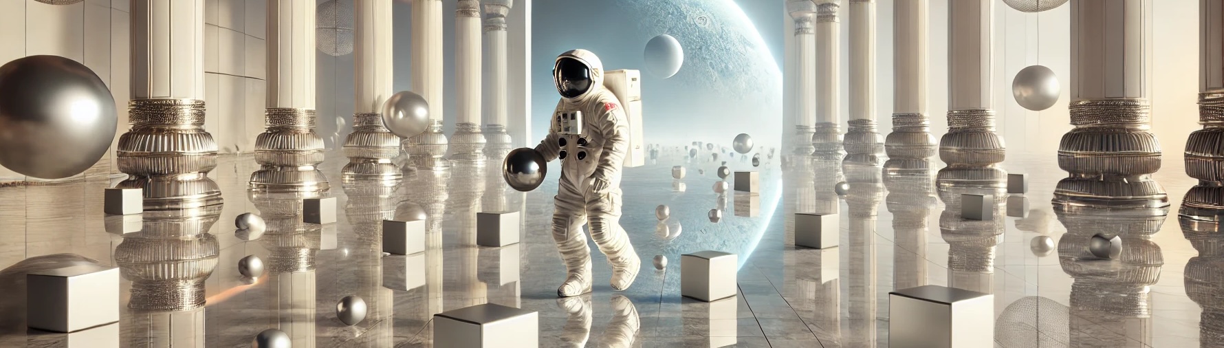 Astronaut in surreal white environment