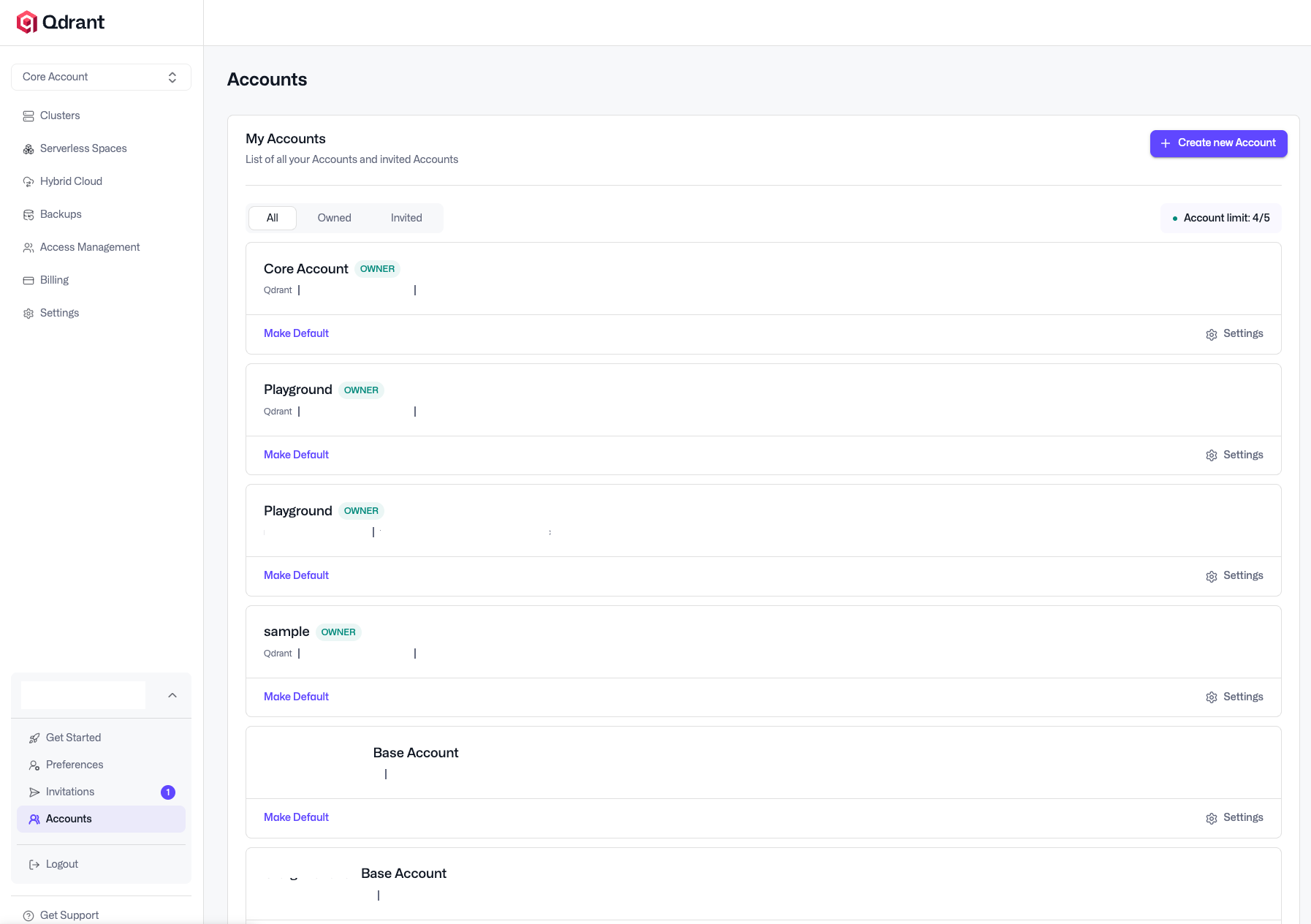 Managing accounts