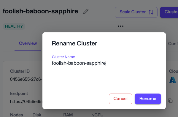Rename Cluster Dialog