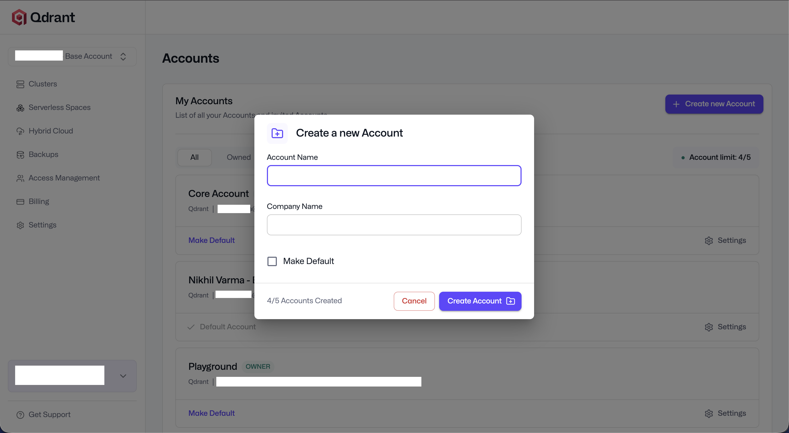 Create a new account