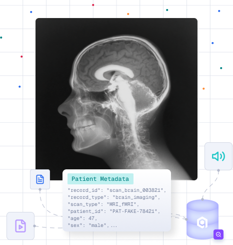 Healthcare AI illustration with medical data processing