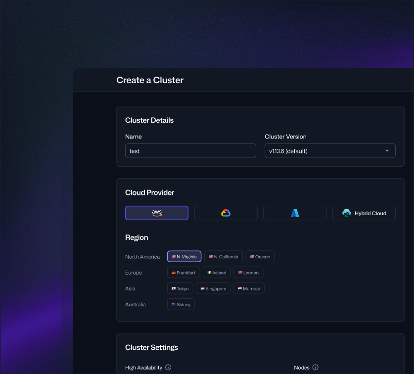 Cloud cluster UI