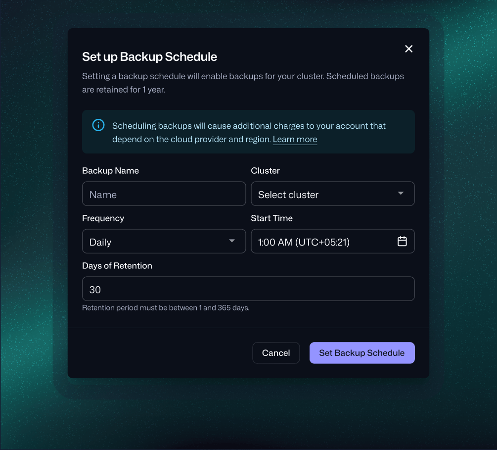 Backups UI